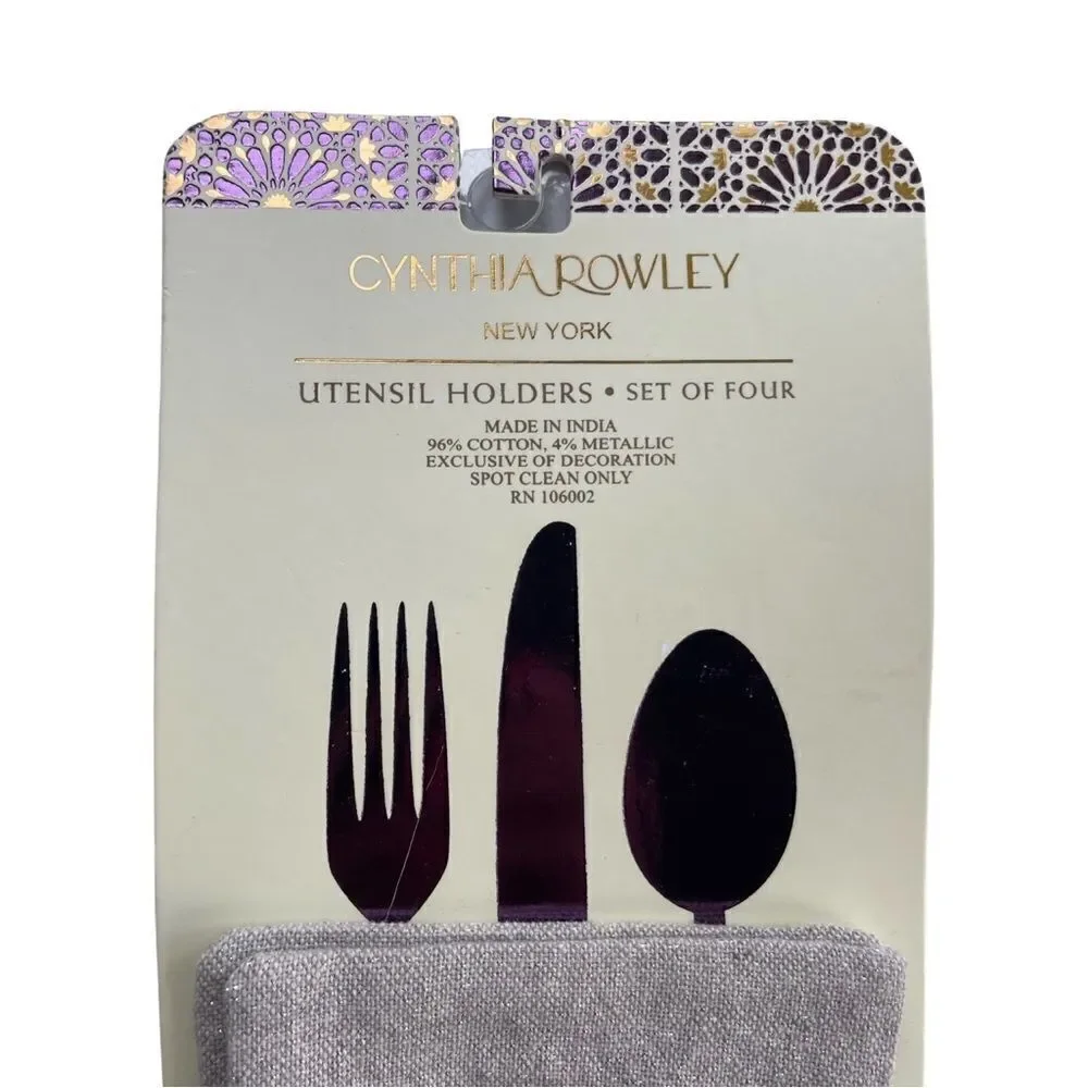 Cynthia Rowley New York Embroidered Blessings Utensil Holders Set of 4